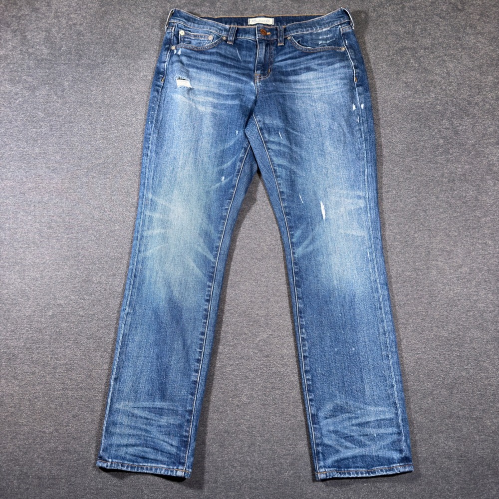 Madewell Slim Boyjean Women 28 Blue Distressed Mid Rise Denim Jeans Momcore